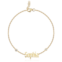 Load image into Gallery viewer, Two Diamond Multi Shape Cutout Name Bracelet
