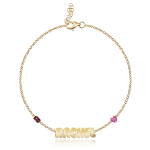 Two Gemstone Multi Shape Cutout Name Bracelet