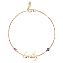 Load image into Gallery viewer, Two Gemstone Multi Shape Cutout Name Bracelet
