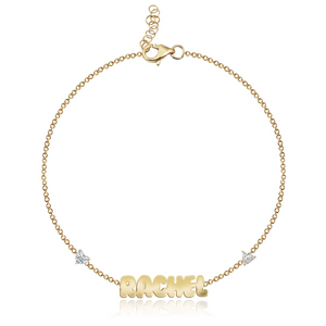 Two Diamond Multi Shape Cutout Name Bracelet