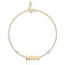 Load image into Gallery viewer, Two Diamond Multi Shape Cutout Name Bracelet
