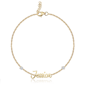 Two Diamond Multi Shape Cutout Name Bracelet