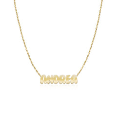 Cutout Name Chain Necklace in 14k gold, elegant personalized jewelry with modern minimalist charm
