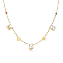 Load image into Gallery viewer, Dangling Diamond Initial Necklace with Charms
