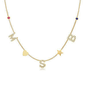 Dangling Diamond Initial Necklace with Charms