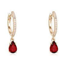 Load image into Gallery viewer, Dangling Gemstone Pear Diamond Huggie
