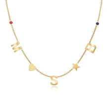Load image into Gallery viewer, Dangling Diamond Initial Necklace with Charms
