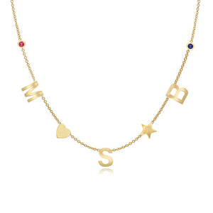 Dangling Diamond Initial Necklace with Charms