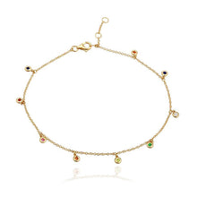 Load image into Gallery viewer, Dangling Rainbow Bezel Anklet
