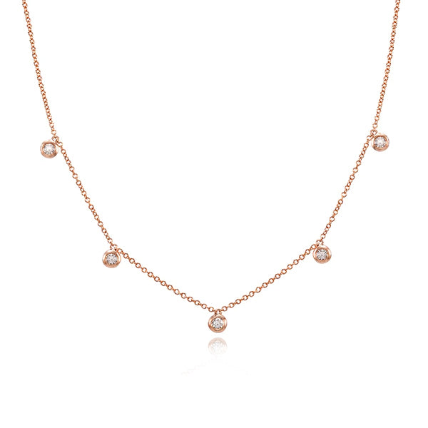 Five Bezel Dangling Necklace
