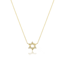 Load image into Gallery viewer, Star of David Half Pave Gold Necklace
