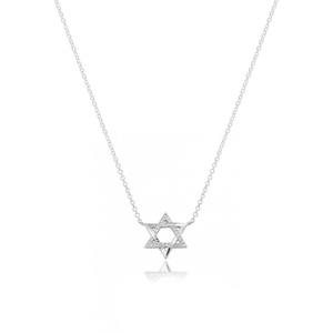 Star of David Half Pave Gold Necklace