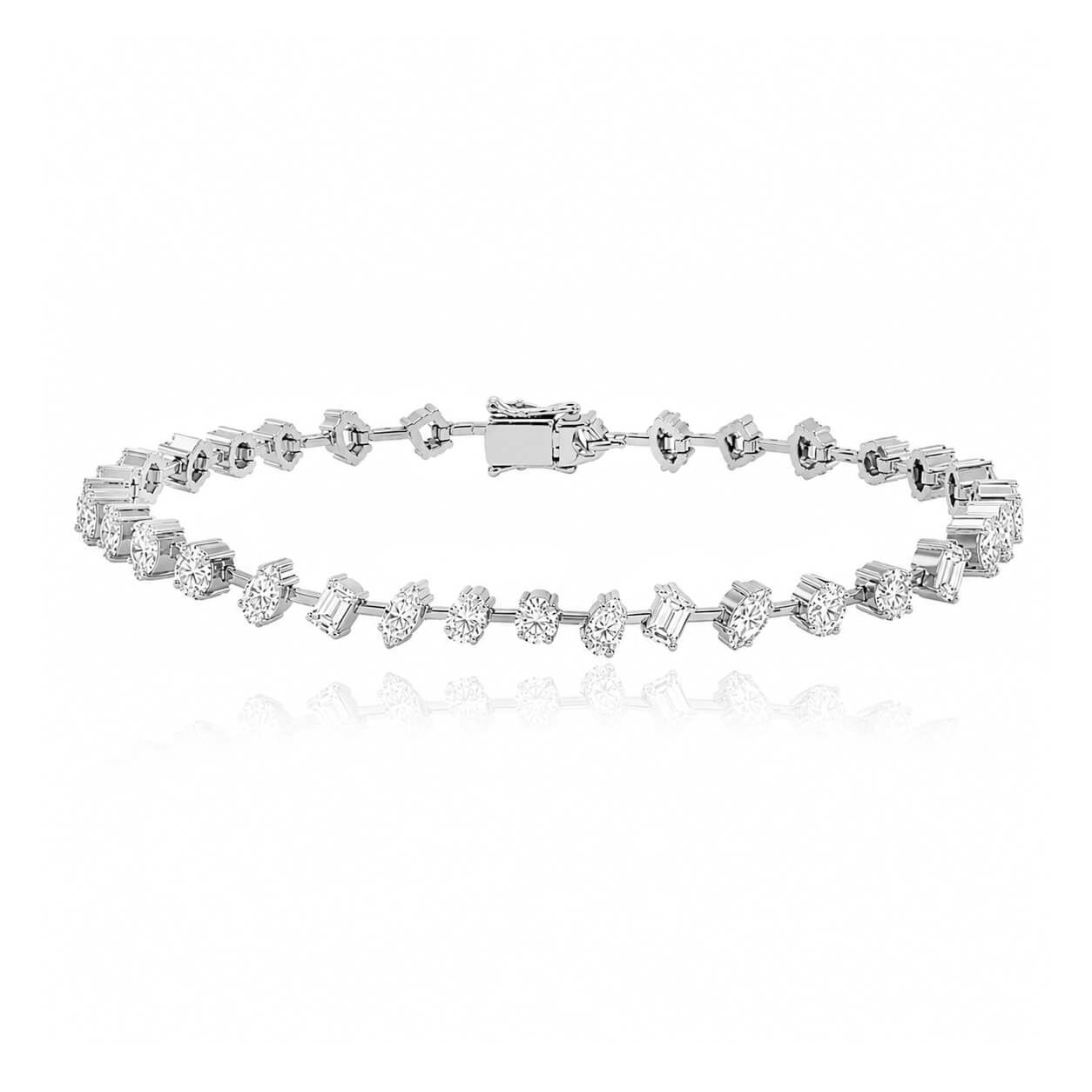 Diagonal Multi Shape Diamond Tennis Bracelet
