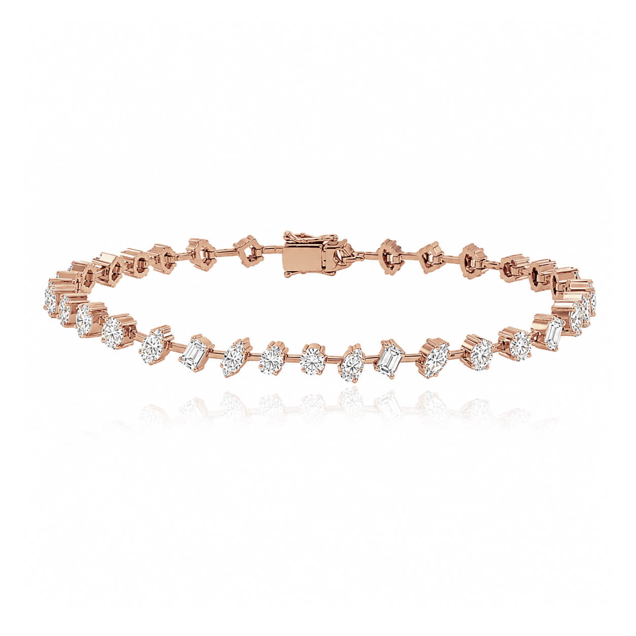 Diagonal Multi Shape Diamond Tennis Bracelet