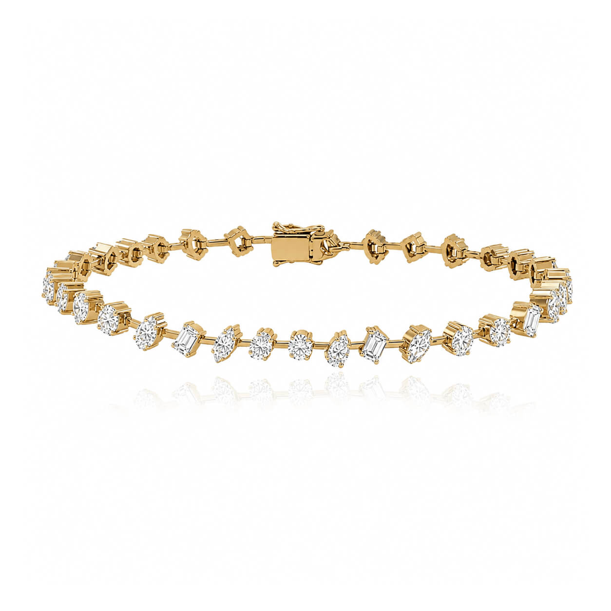 Diagonal Multi Shape Diamond Tennis Bracelet