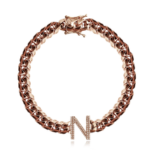 Load image into Gallery viewer, Diamond Initial Cuban Link Bracelet
