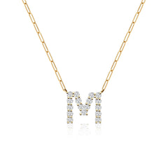Large Diamond Paperclip Initial Necklace