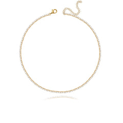 Diamond Tennis Choker with brilliant stones in 14k gold, a timeless luxury jewelry essential
