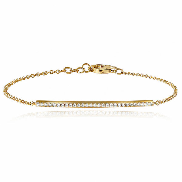 Elegant diamond bar bracelet in 14k gold, luxury diamond jewelry, meaningful fine jewelry online collection.