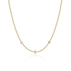 Three Multishape Solitaire Diamond Necklace
