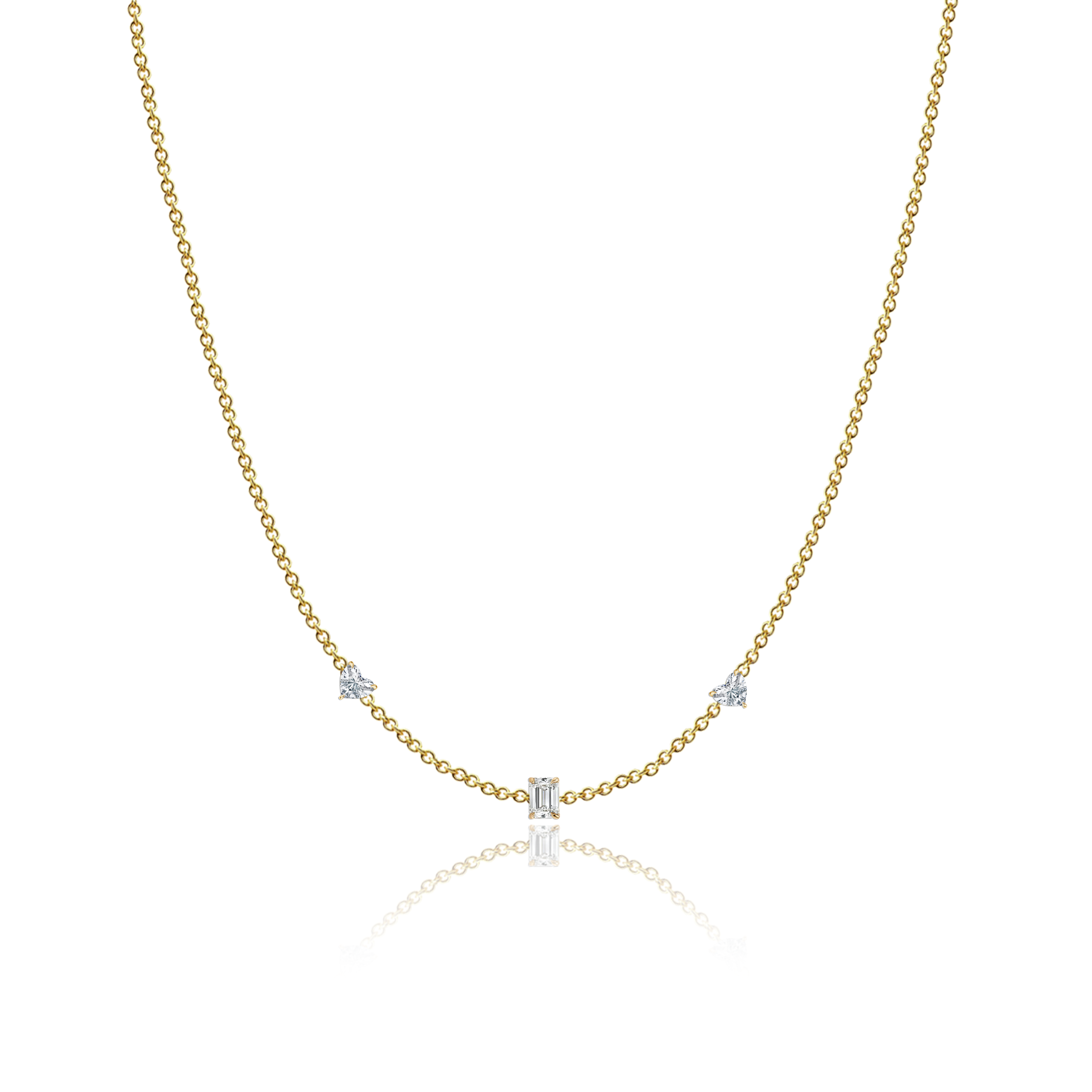 Three Multi Shape Solitaire Diamond Necklace
