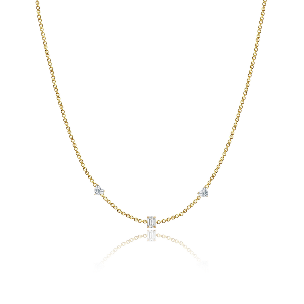 Three Multishape Solitaire Diamond Necklace