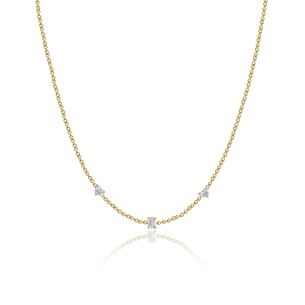 Three Multishape Solitaire Diamond Necklace