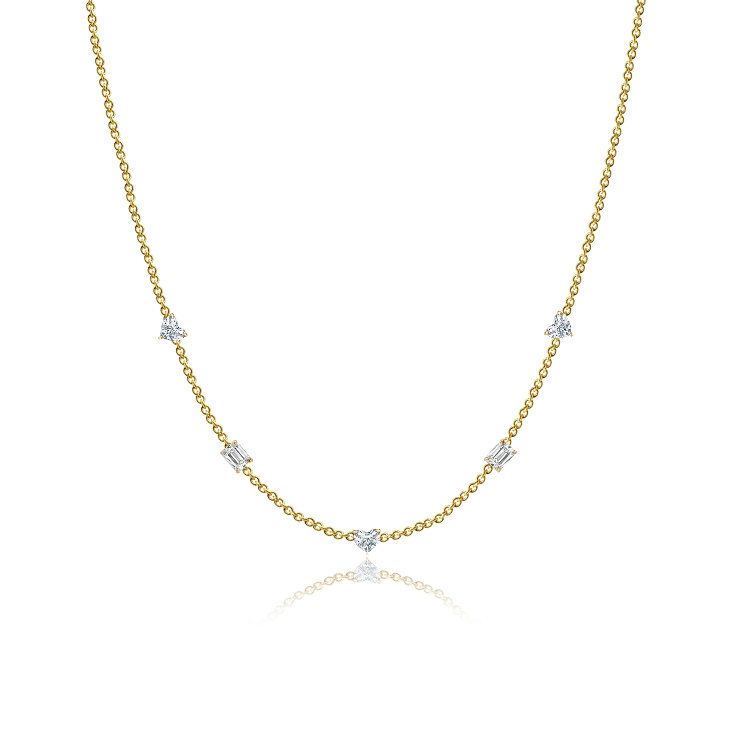Five Multi Shape Solitaire Diamond Necklace