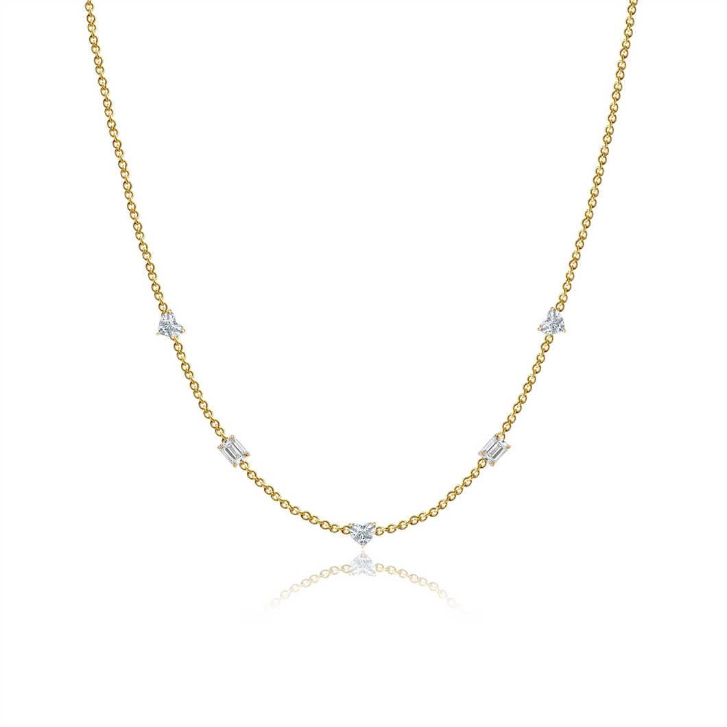 Five Multishape Solitaire Diamond Necklace