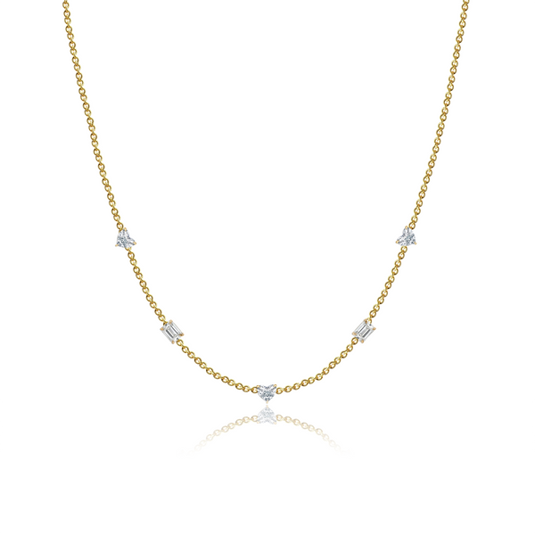 Five Multishape Solitaire Diamond Necklace