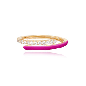 Swirl Enamel Pave Diamond Ring