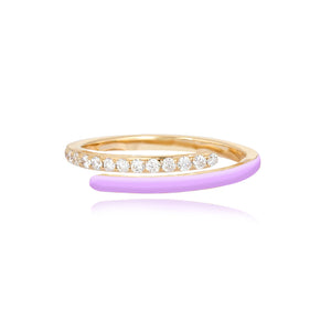 Swirl Enamel Pave Diamond Ring
