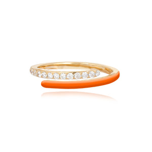 Swirl Enamel Pave Diamond Ring