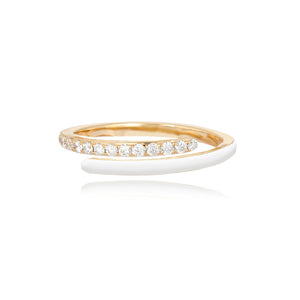 Swirl Enamel Pave Diamond Ring