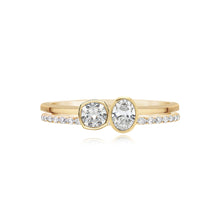 Load image into Gallery viewer, Two Band Two Bezel Diamond Pave and Gold Ring
