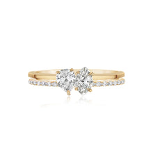 Load image into Gallery viewer, Two Band Two Diamond Pave and Gold Ring
