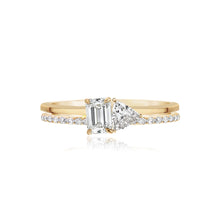 Load image into Gallery viewer, Two Band Two Diamond Pave and Gold Ring
