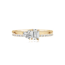 Load image into Gallery viewer, Two Band Two Diamond Pave and Gold Ring
