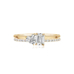 Two Band Two Diamond Pavé and Gold Ring, crafted for fine gold jewelry collections.