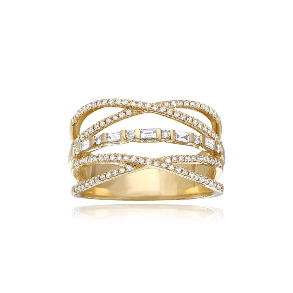 Double Twist Baguette Ring