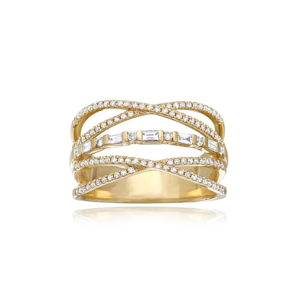 Double Twist Baguette Ring