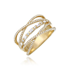 Double Twist Baguette Ring