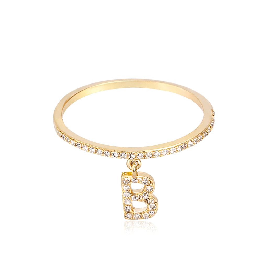 Drop Initial Pave Ring