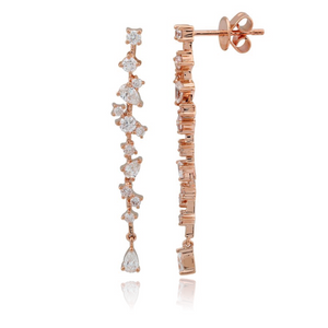 Drop Round and Pear Diamond Earrings