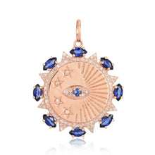 Load image into Gallery viewer, Evil Eye and Star With Blue Sapphire Medallion Charm
