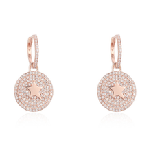 Load image into Gallery viewer, Pave Hanging Disc with Gold Star Huggies
