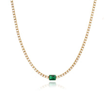Load image into Gallery viewer, Emerald Cut Gemstone Tennis Necklace
