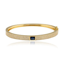 Load image into Gallery viewer, Emerald Cut Gemstone Pave Bangle

