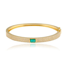 Load image into Gallery viewer, Emerald Cut Gemstone Pave Bangle
