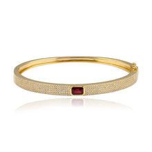 Load image into Gallery viewer, Emerald Cut Gemstone Pave Bangle
